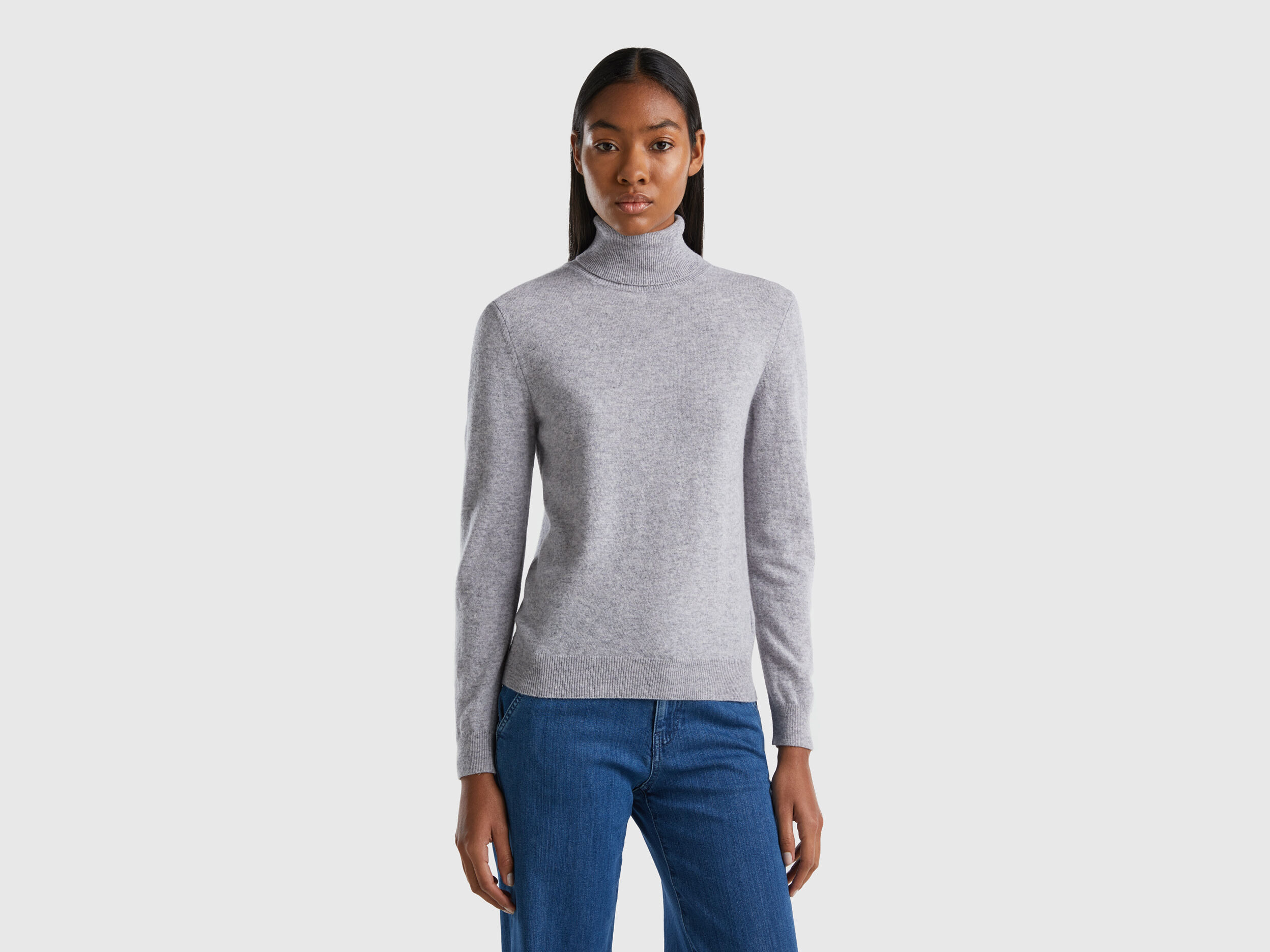 Pull gris cheap laine