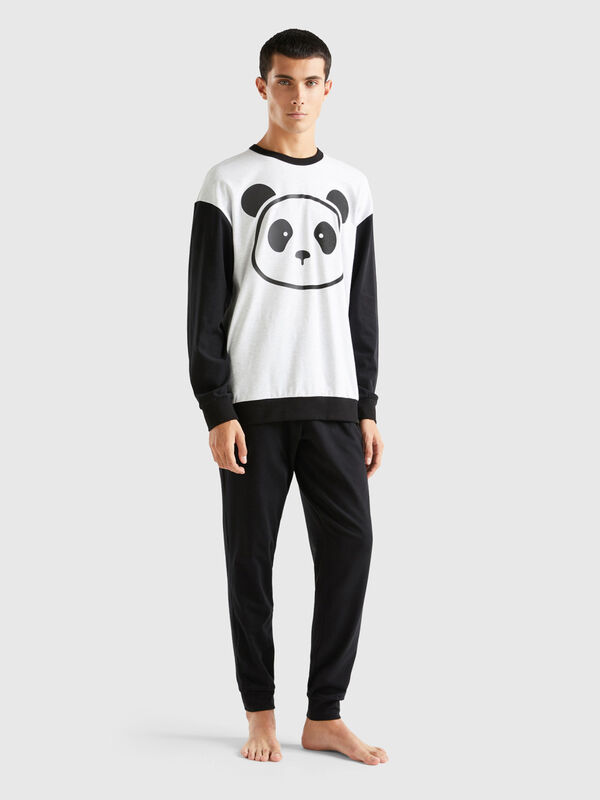 Pyjama bicolore à imprimé panda