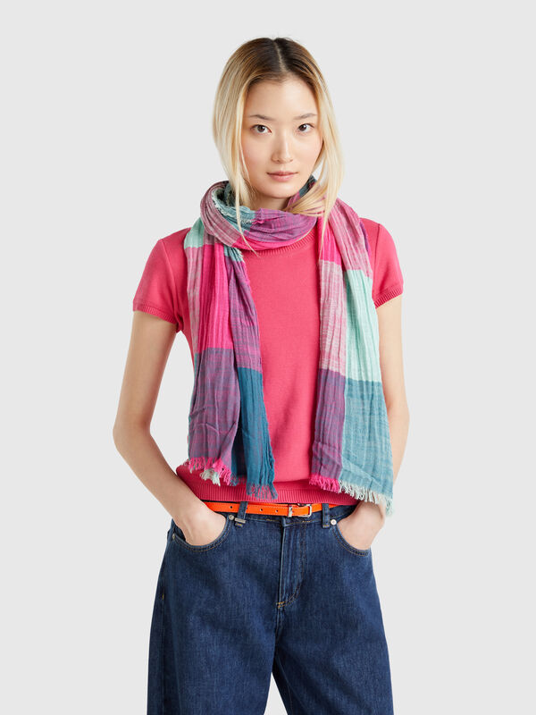 Lightweight check scarf Women