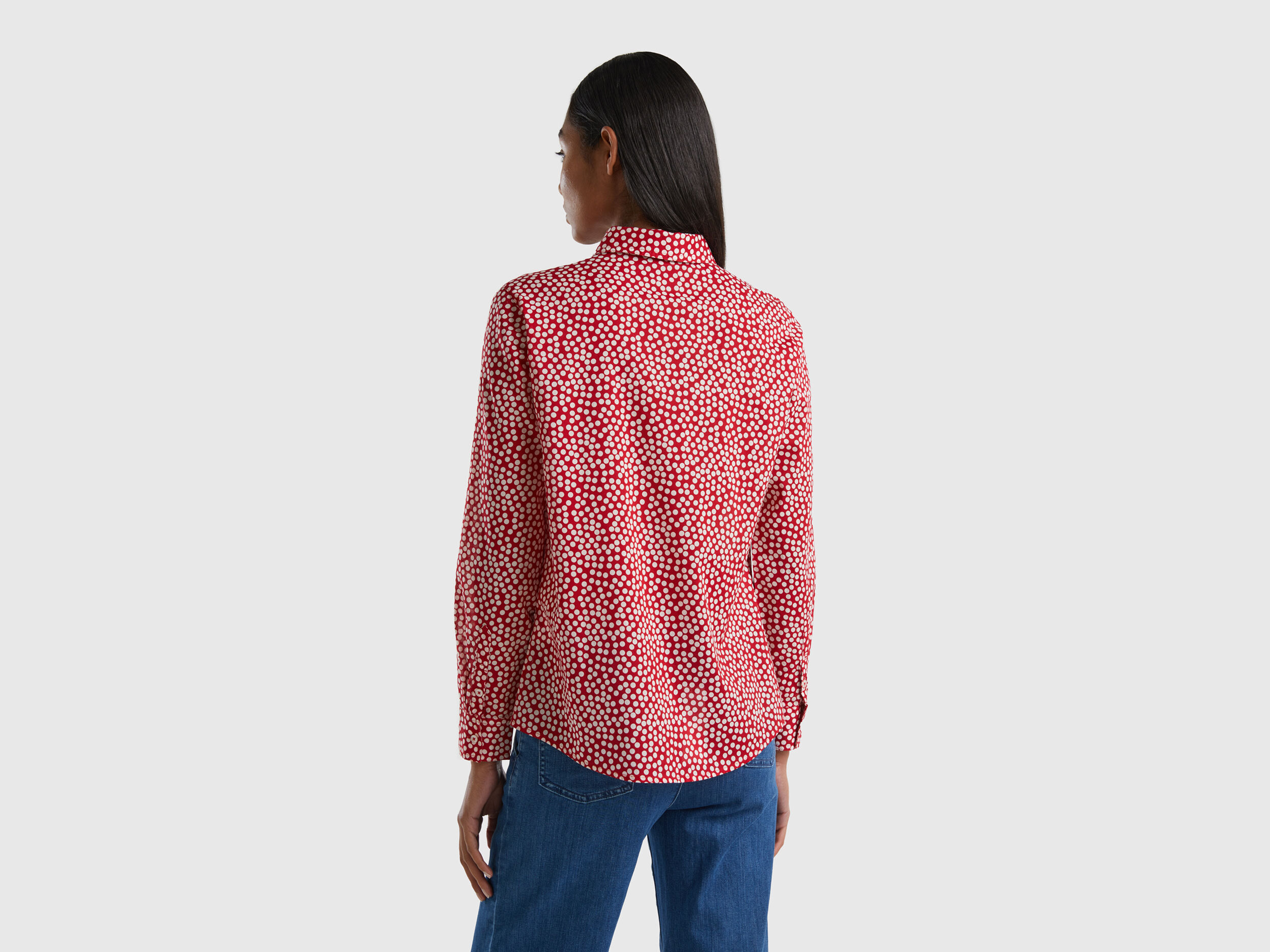 Red blouse clearance white polka dots