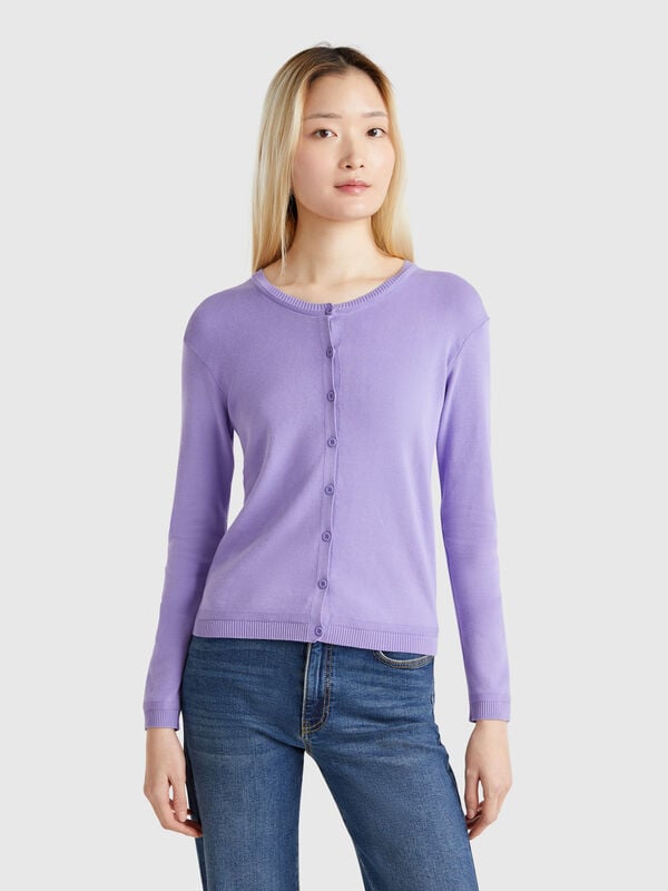 Gilet à col rond en pur coton Femme