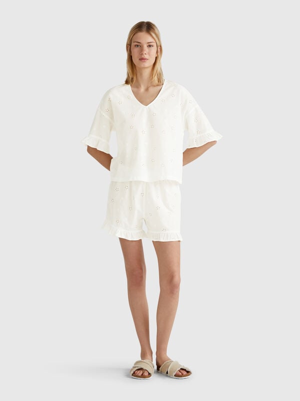 Pyjama mit Blumenstickerei Damen