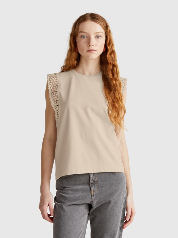 Top sans manches avec macramé Femme