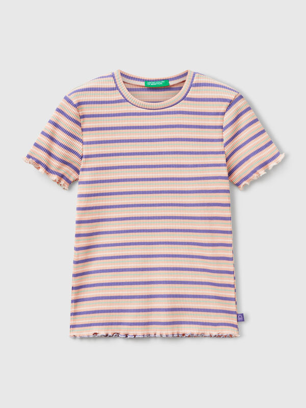 Gestreiftes T-Shirt aus Stretch-Baumwolle Mädchen