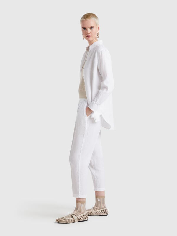 Pantalon court en 100% lin Femme