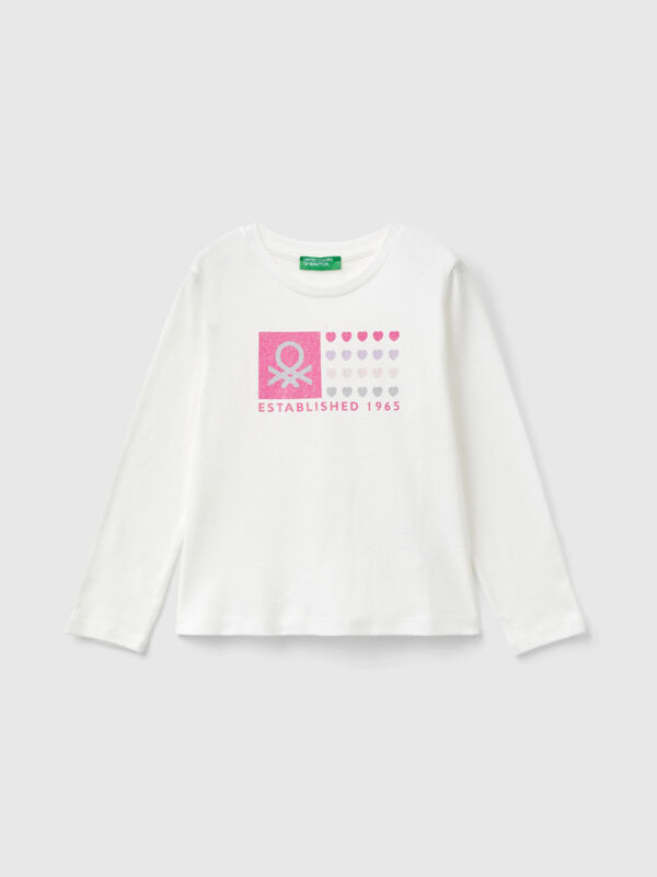 T-Shirt aus Bio-Baumwolle mit Glitterdruck Mädchen