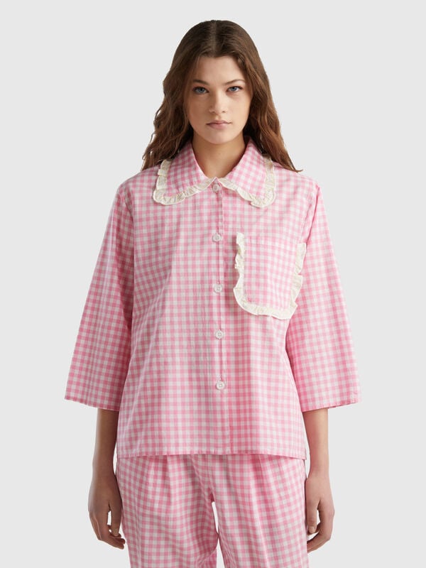 Pyjama-Jacke in Vichy-Karo Damen