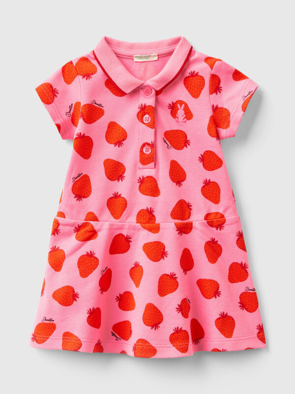 Kleid im Polostil mit Erdbeerpattern Newborn