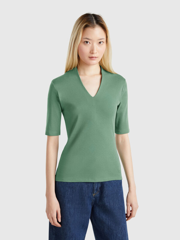 Schmal geschnittenes T-Shirt aus langfaseriger Baumwolle Damen