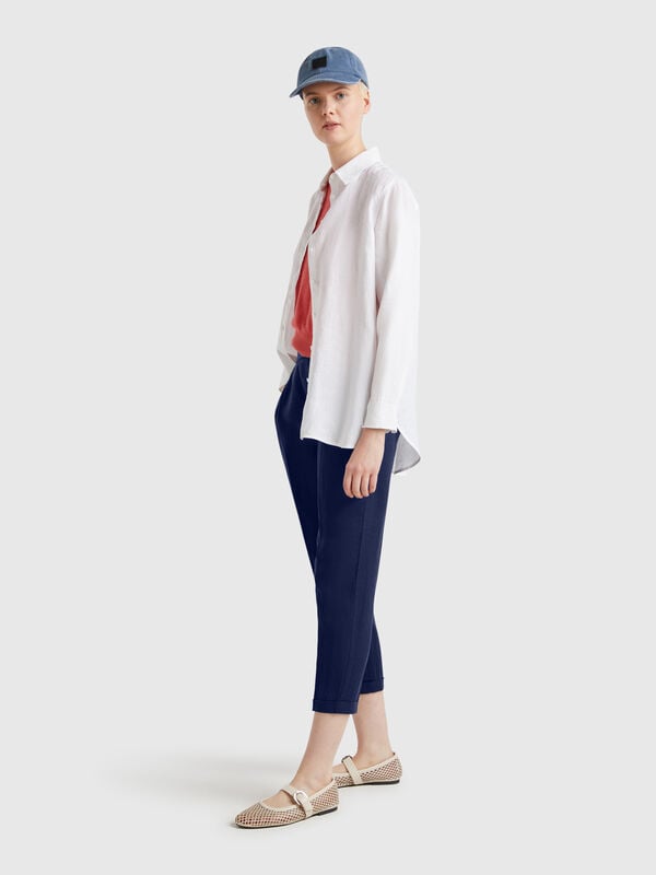 Pantalon court en 100% lin Femme