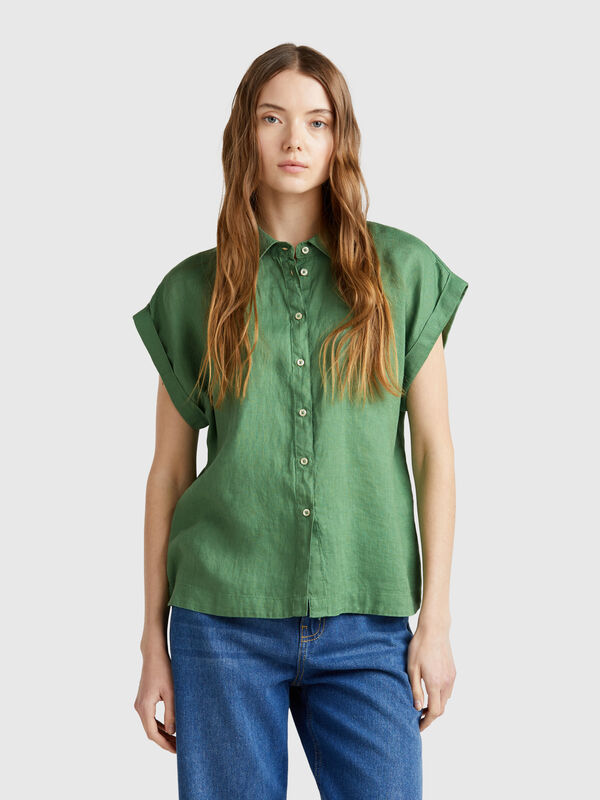 Chemise coupe classique en pur lin Femme