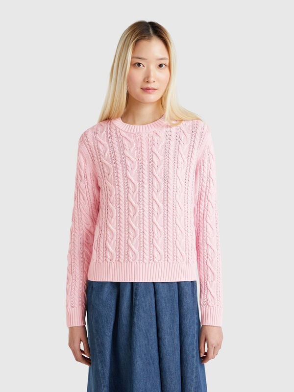 Pull en maille torsadée 100% coton Femme