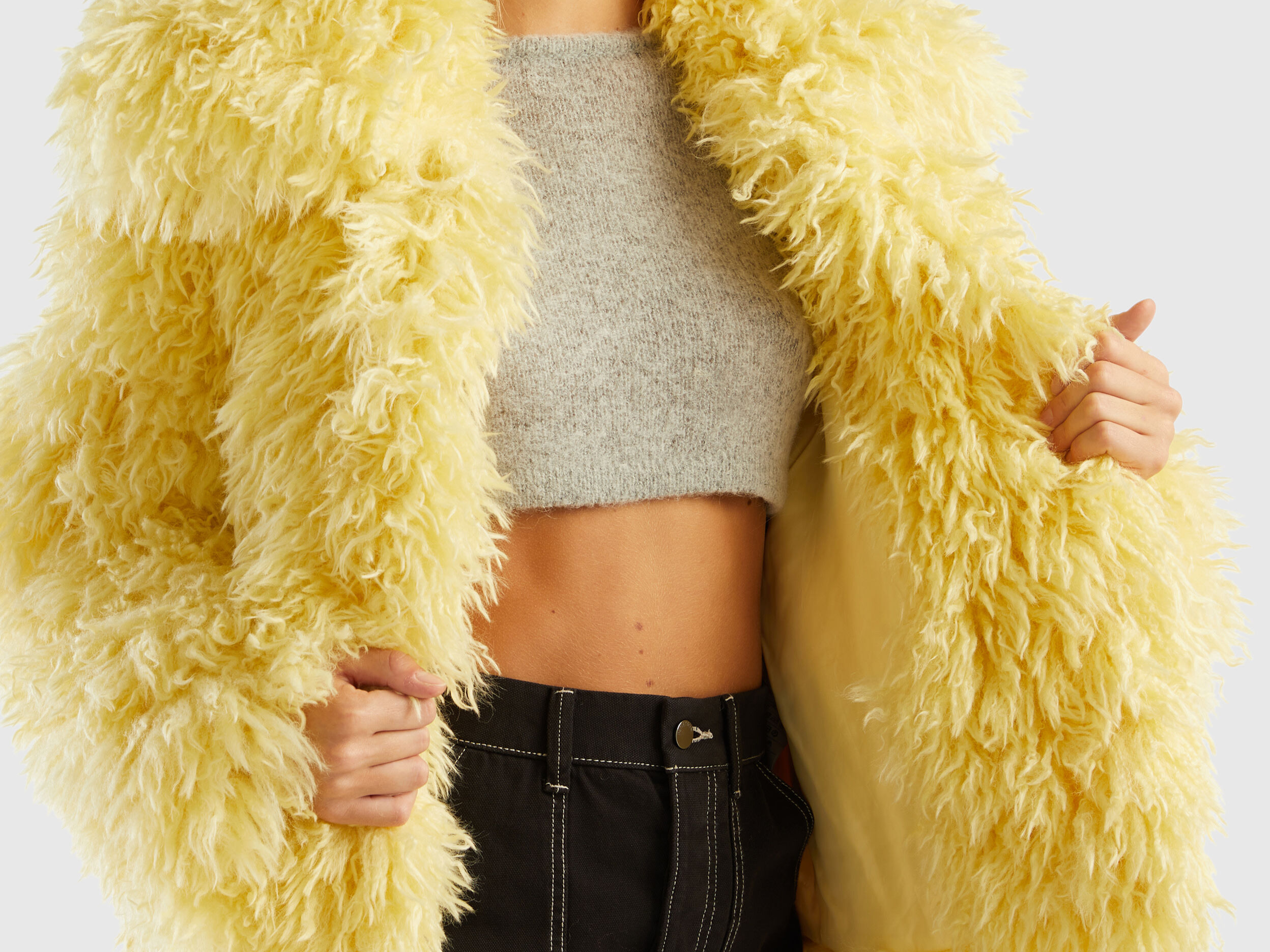 Manteau fourrure jaune best sale