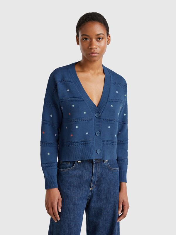 Cardigan à fleurs brodées Femme