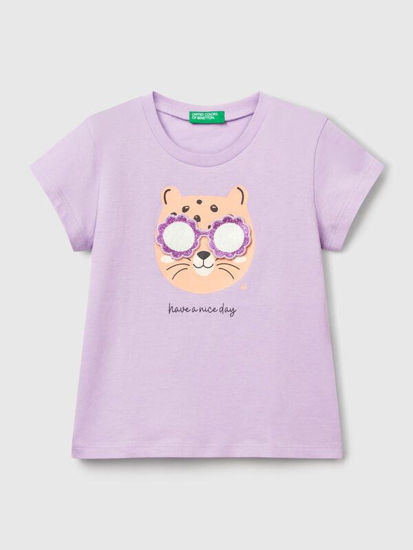 T-Shirt mit Aufdruck und Applikation Mädchen