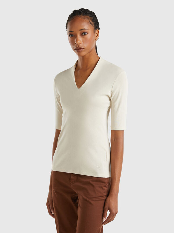 Schmal geschnittenes T-Shirt aus langfaseriger Baumwolle Damen