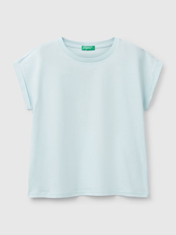 Kastenförmiges T-Shirt mit Aufdruck und Glitzer Mädchen
