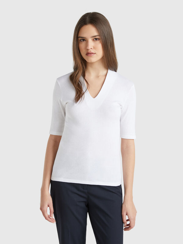 T-shirt coupe slim en coton longues fibres Femme