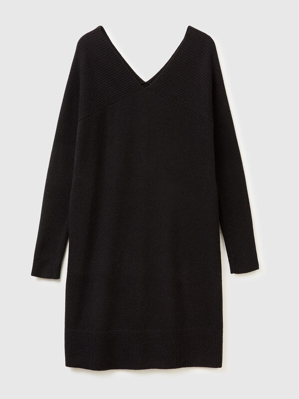 Robe midi en laine mélangée Femme