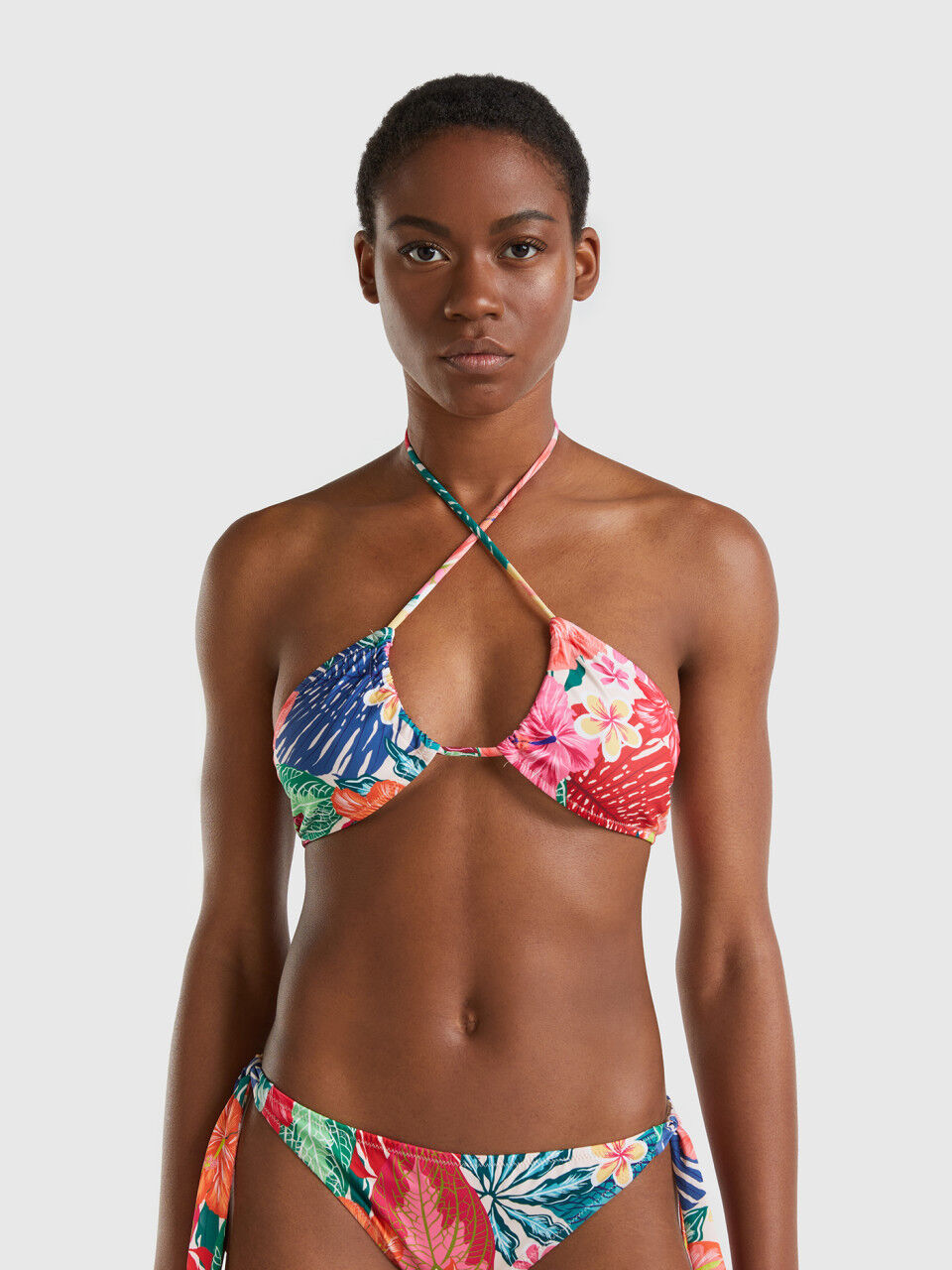 Bikini top with floral print