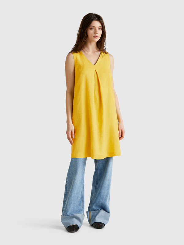 Robe sans manches en pur lin Femme