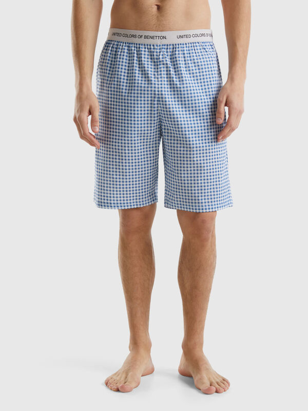 Check shorts in 100% cotton Men