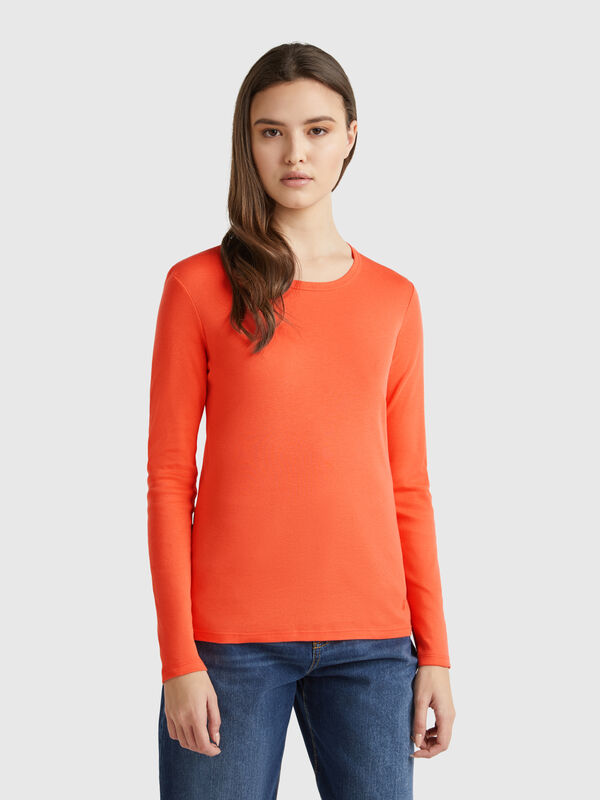 T-shirt à manches longues en pur coton Femme