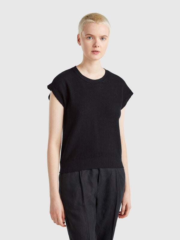 Vest in cotton and linen blend Women