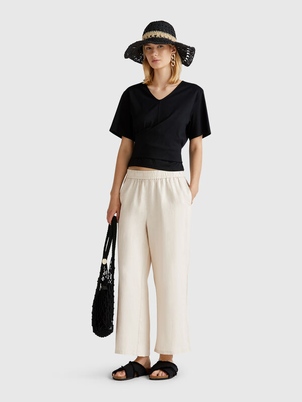 Pantalon large en pur lin Femme