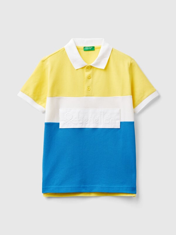 Color block polo shirt in organic cotton Junior Boy