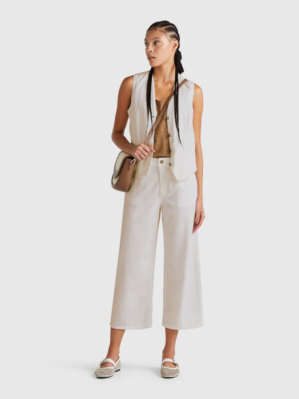 Weiße Five-Pocket-Hose Damen