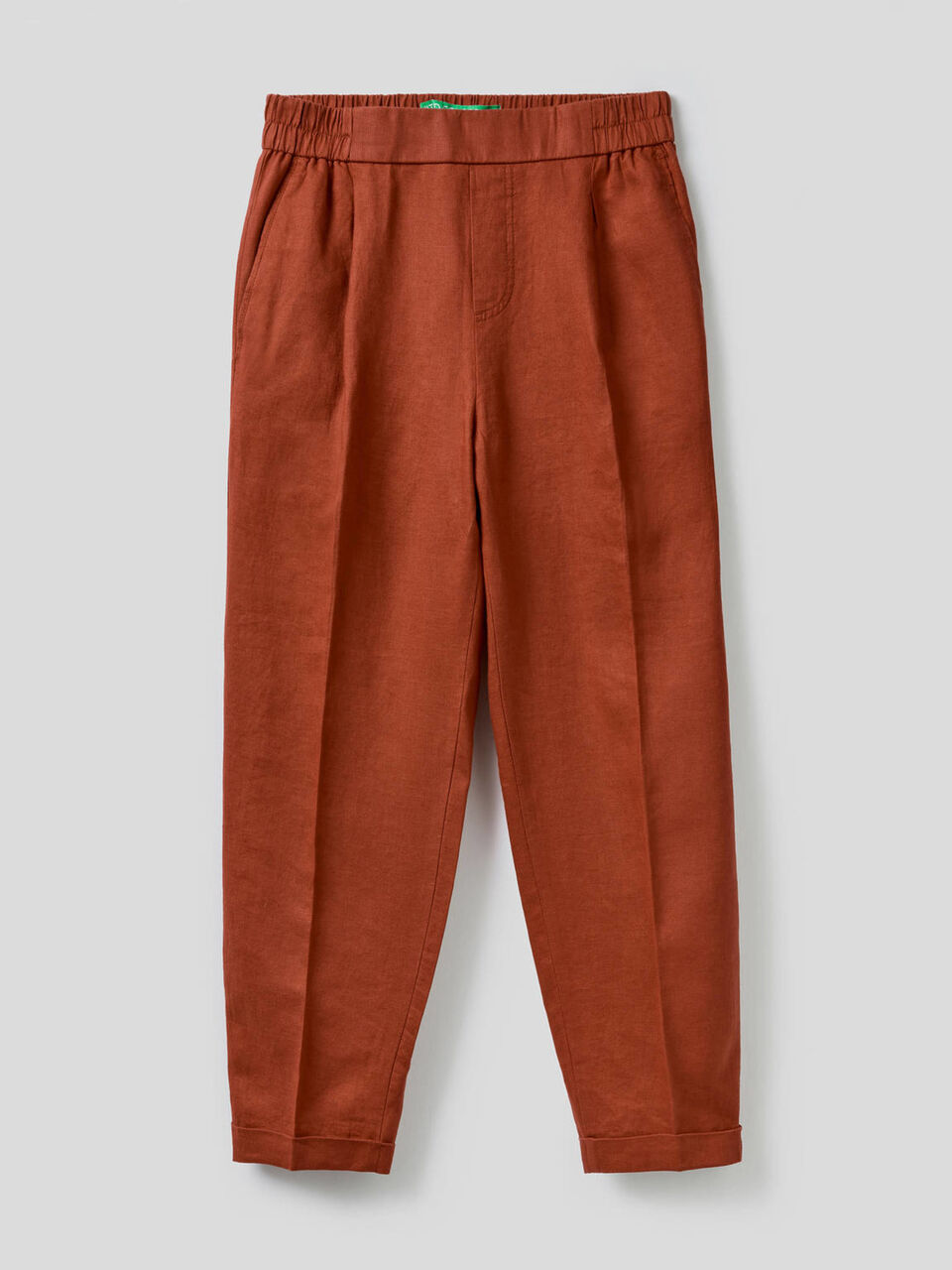 Cropped trousers in 100% linen image number null