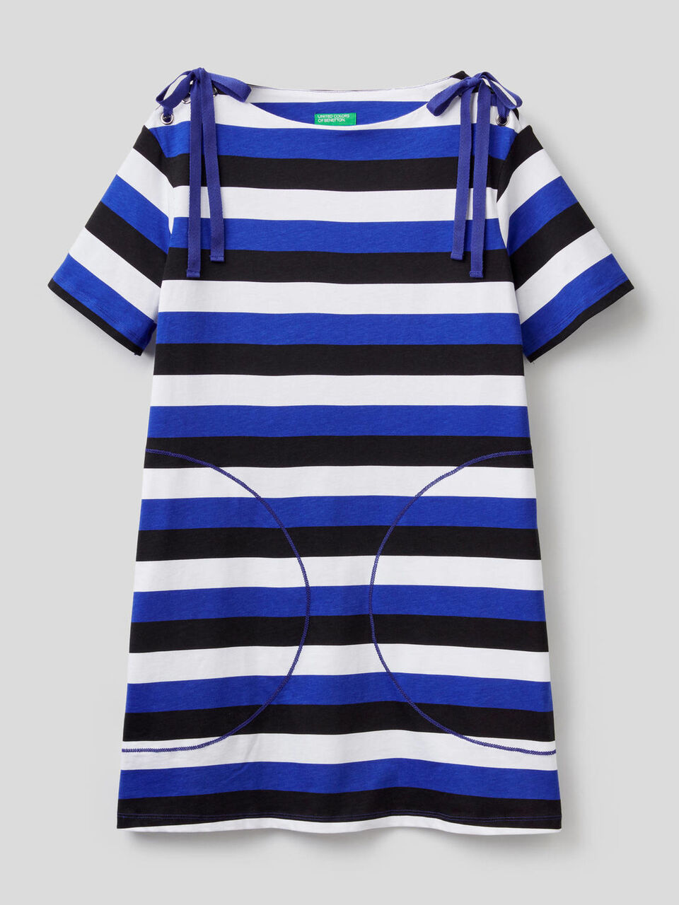 Gestreiftes Kleid aus reiner Baumwolle image number 1