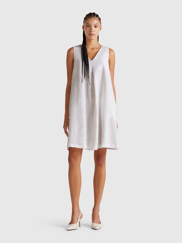 Ärmelloses Kleid aus reinem Leinen Damen