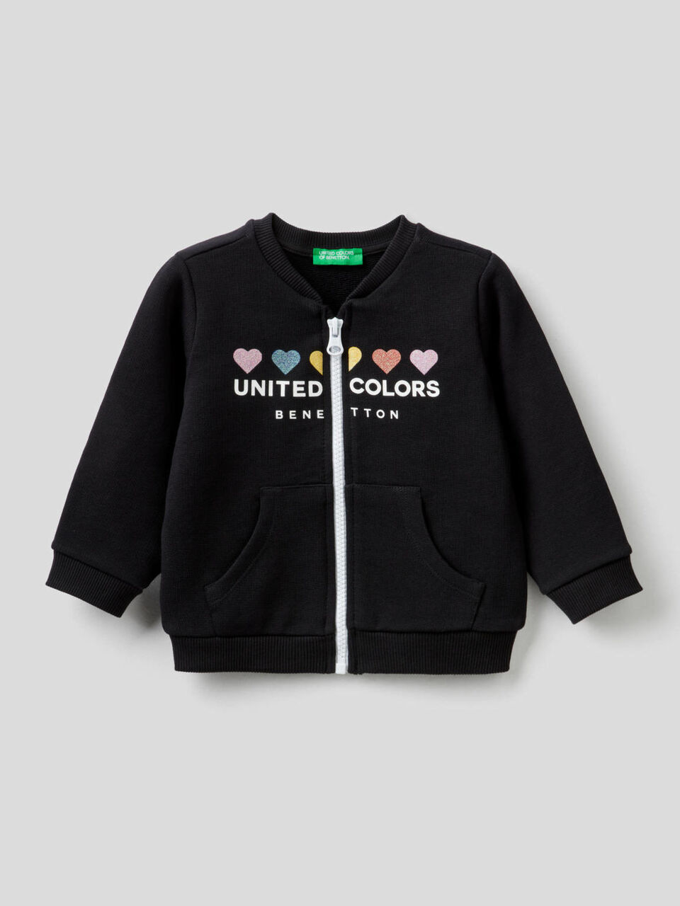 Sweatshirt with zip in organic cotton image number 1