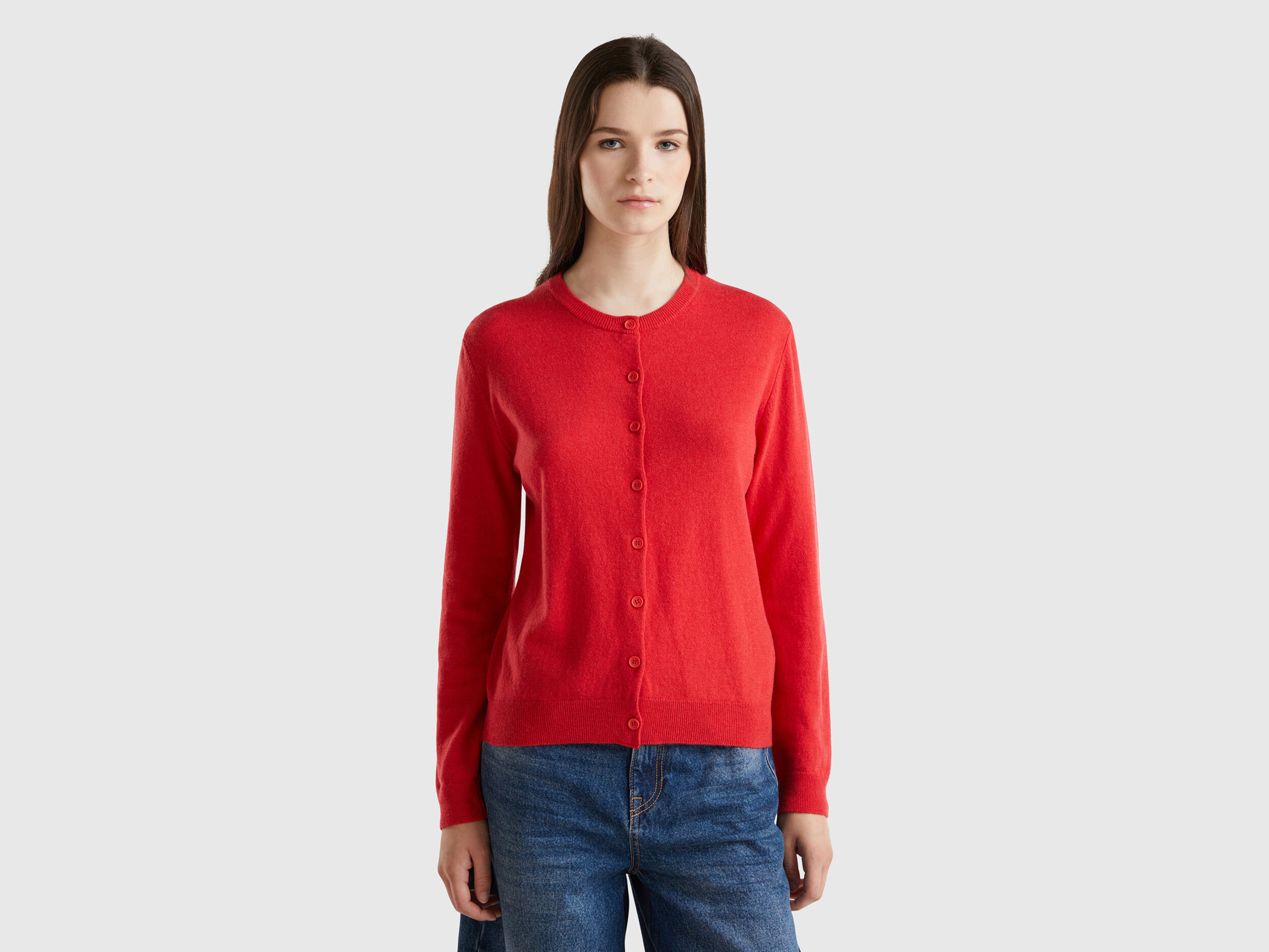 Red cardigan in wool and cashmere blend Red Benetton