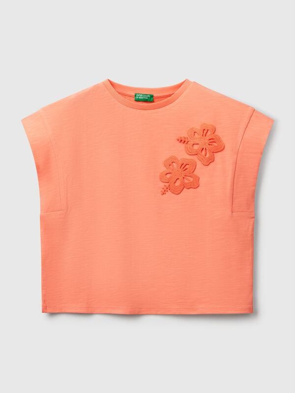 T-shirt with macramé patch Junior Girl