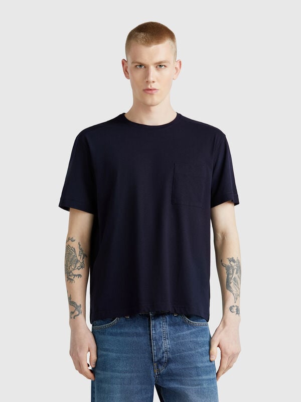 T-Shirt aus Leinenmischung mit Tasche Herren