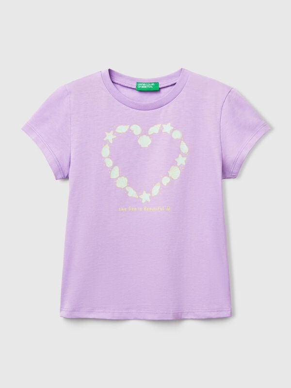 T-Shirt mit fluoreszierendem Aufdruck Mädchen