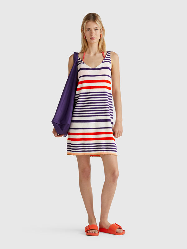 Robe en maille rayée Femme