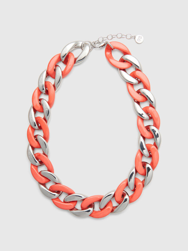Collier argenté et rose Femme