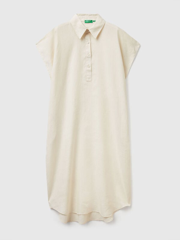 Midi dress in pure linen Femme