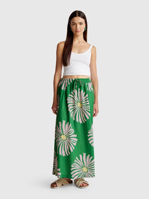 Midirock mit Blumenprint Damen