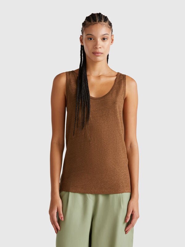Tank top in pure linen Women