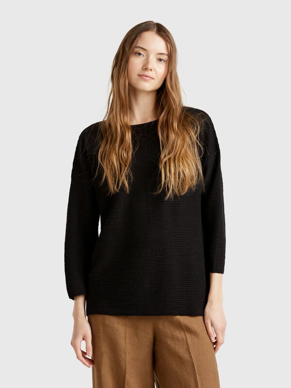 Pullover aus Leinenmischung mit 3/4-Ärmeln Damen