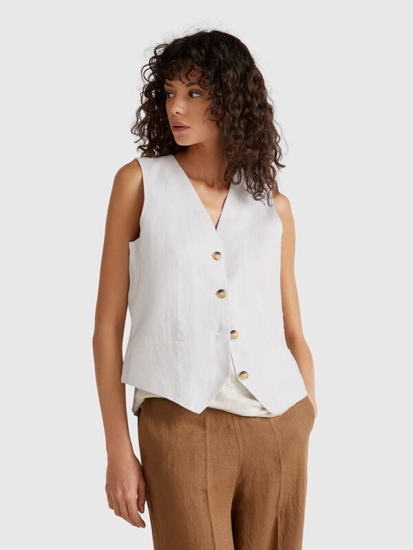 Gilet pur lin Femme
