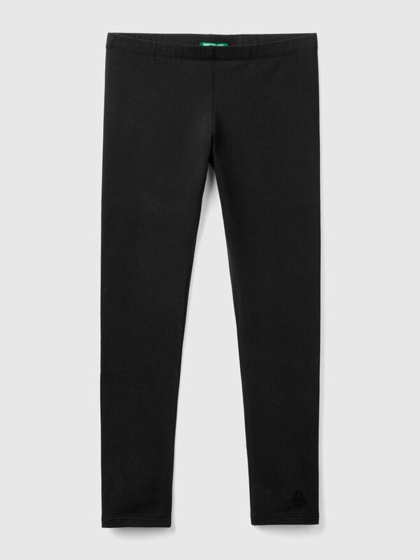 Leggings aus Stretch-Baumwolle mit Logo Mädchen