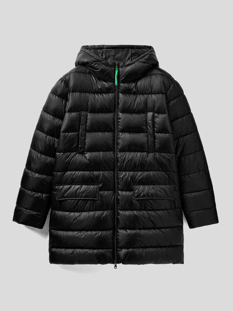 Long padded jacket in 3D wadding image number 1
