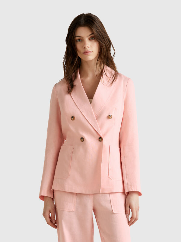 Veste croisée en pur lin Femme