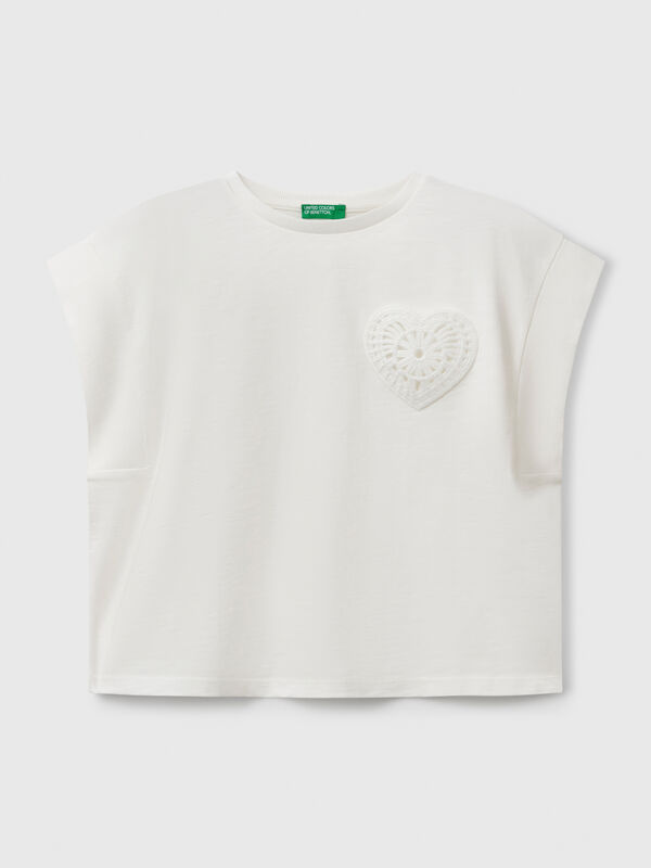 T-Shirt mit Makramee-Patch Mädchen